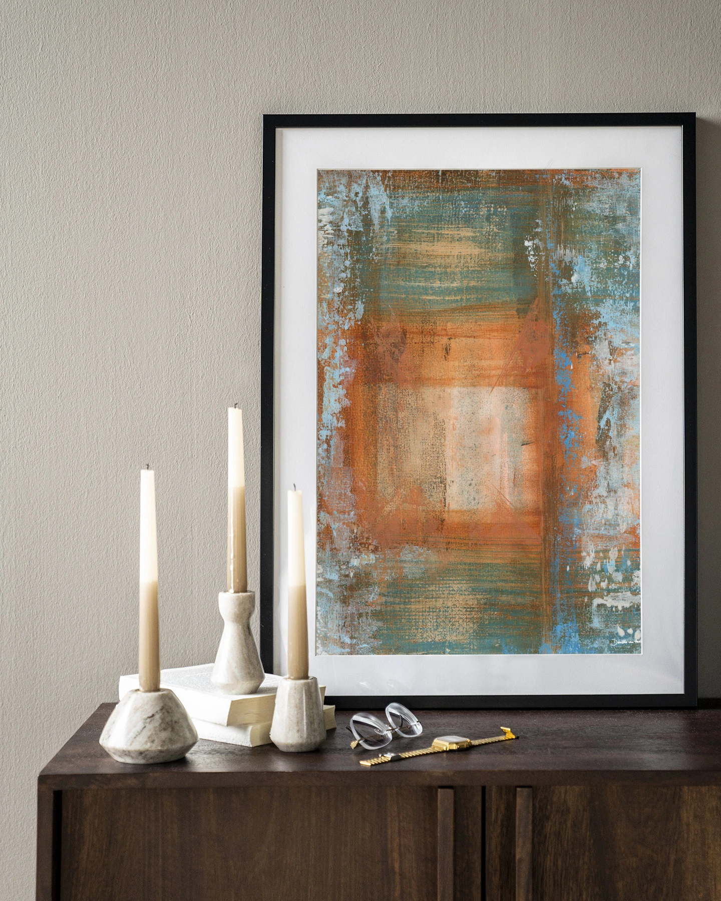 Art print Blue Ocker Abstract 1 - Urban Cotton