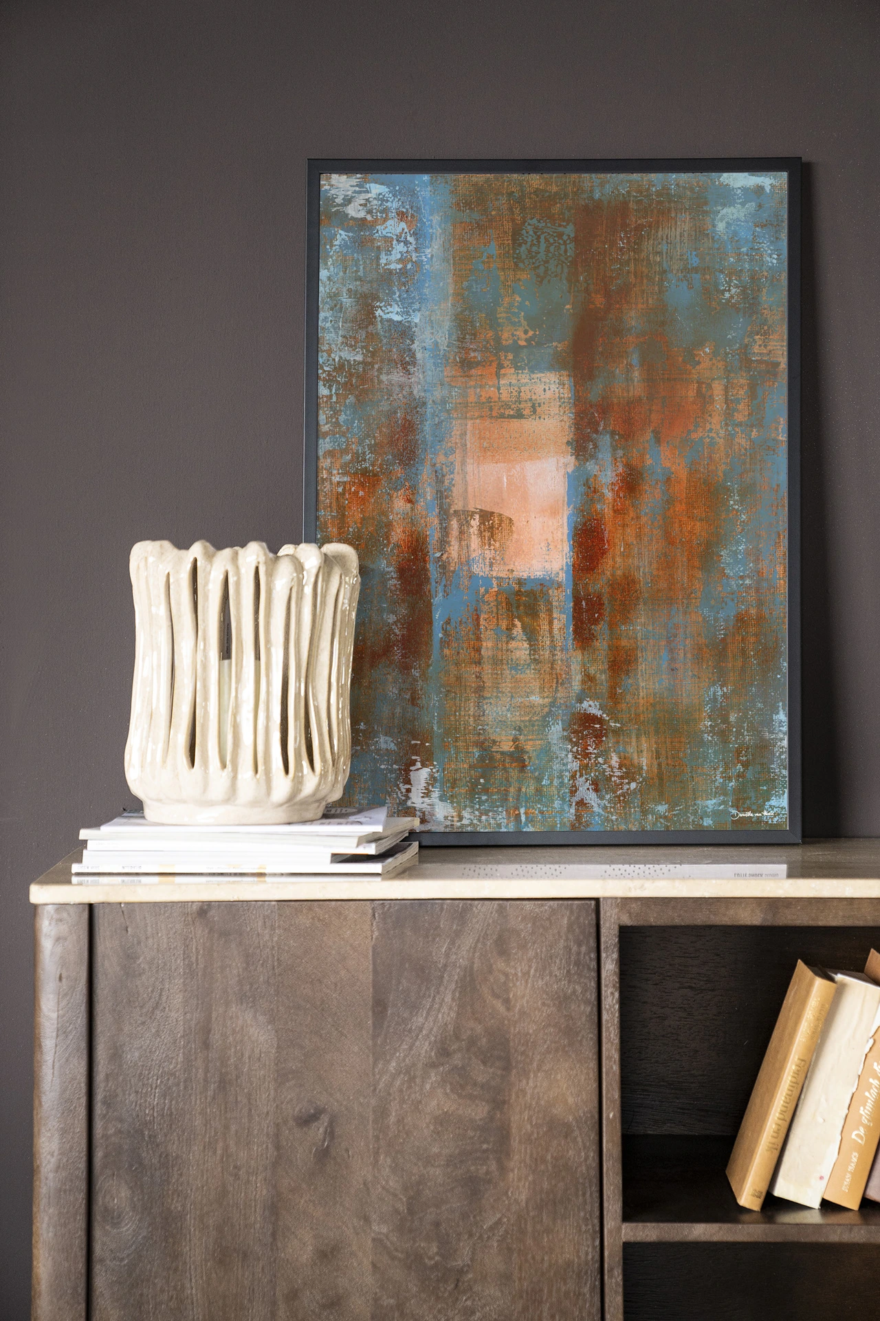 Art print Blue Ocker Abstract 2 - Urban Cotton