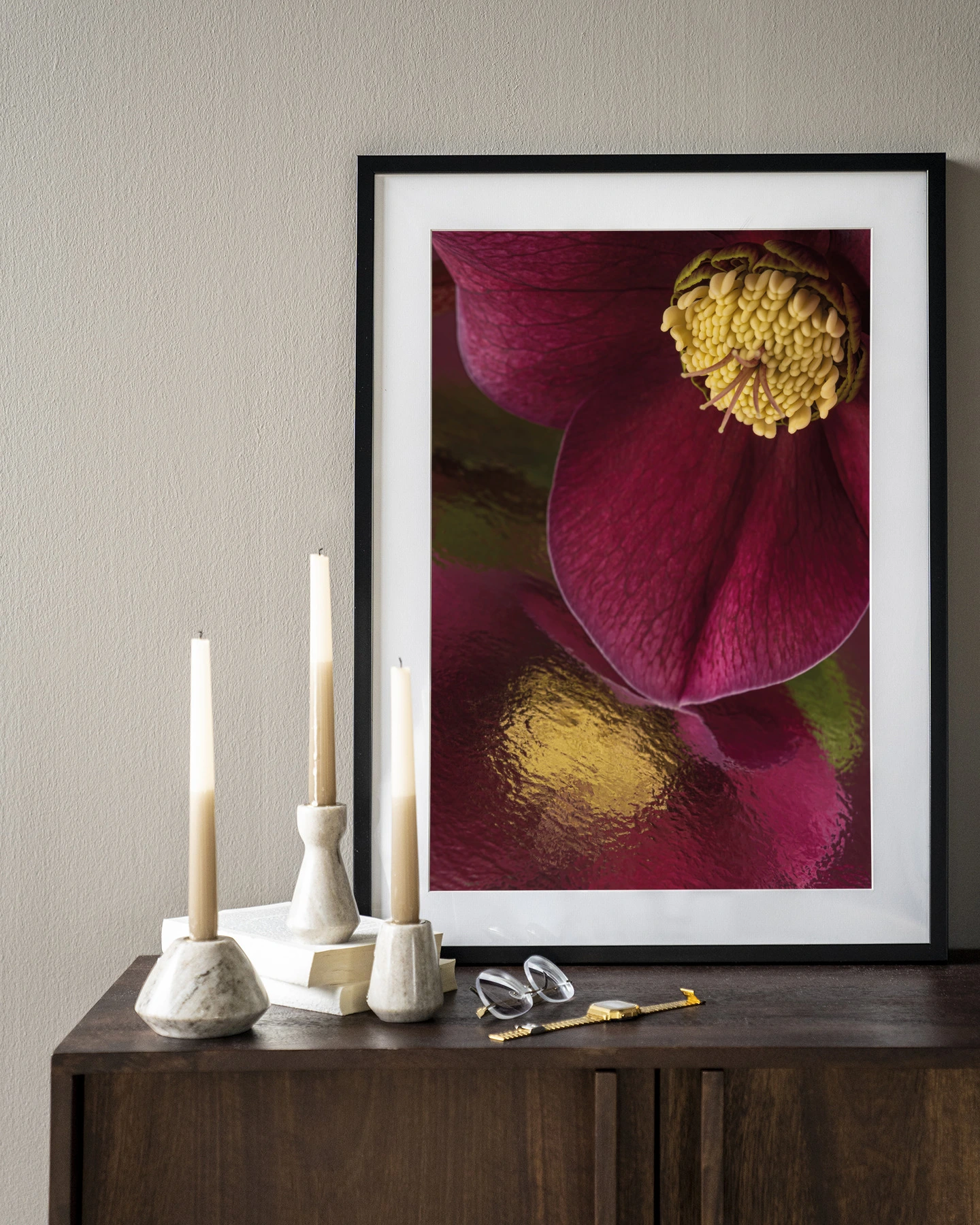 Wandkleed Weerspiegeling Van Een Kerstroos - Urban Cotton