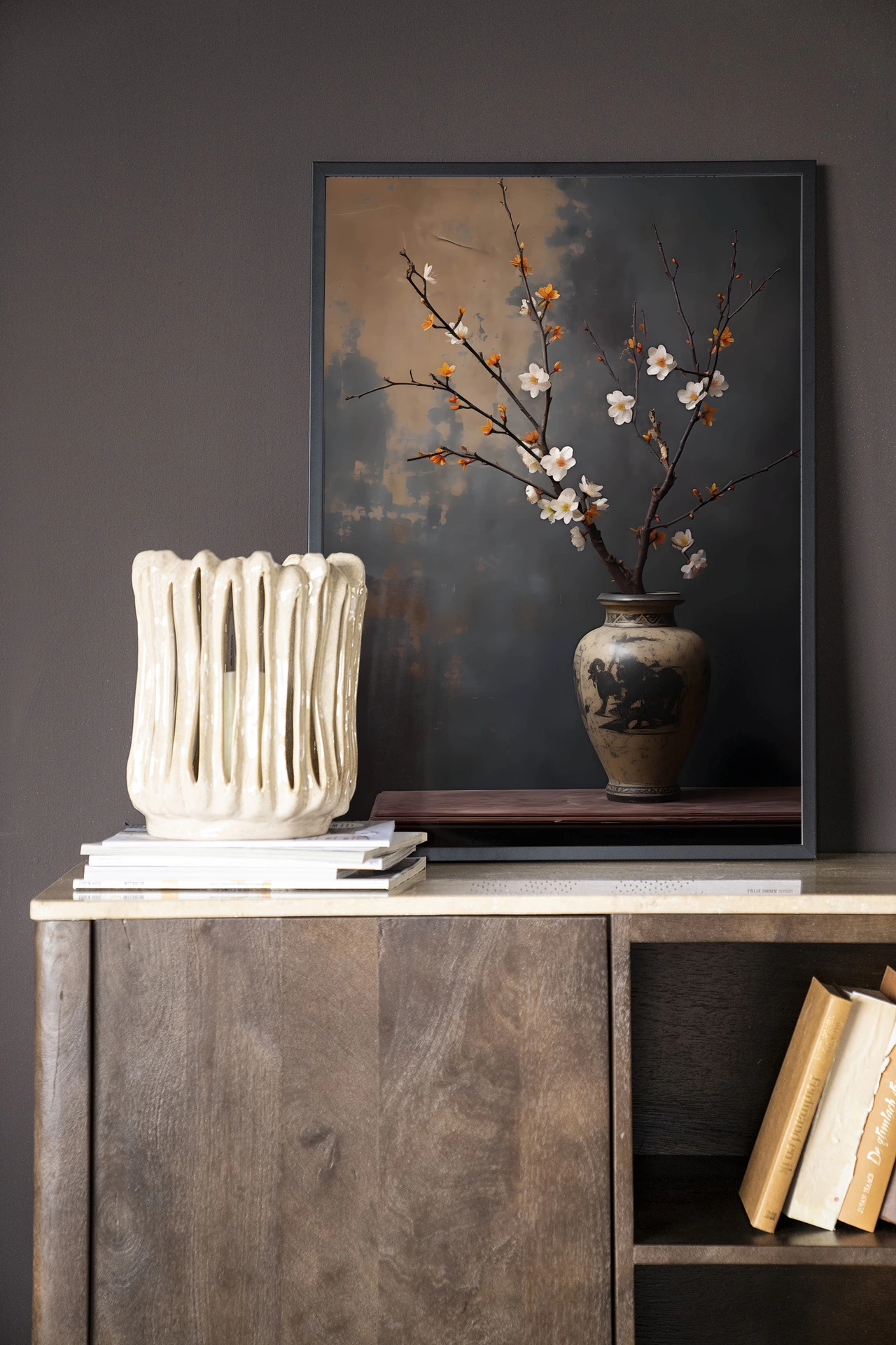 Wandkleed Dark Blossom Vase - Urban Cotton