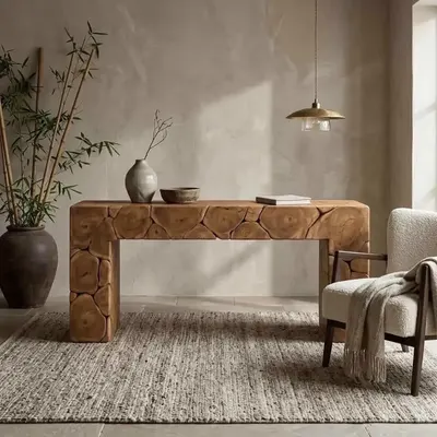 Breng een vleugje natuurlijke charme in je interieur met de Sidetable Block Teakhout van World of Brosi.