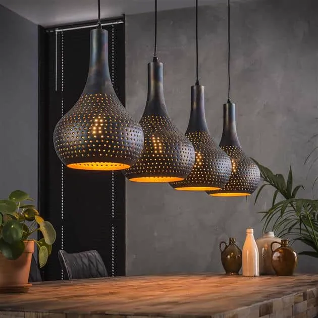 Hanglamp Punch Cone 4-lichts / Zwart bruin