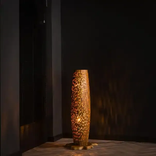 Vloerlamp Bars S 2-lichts / Massief teak