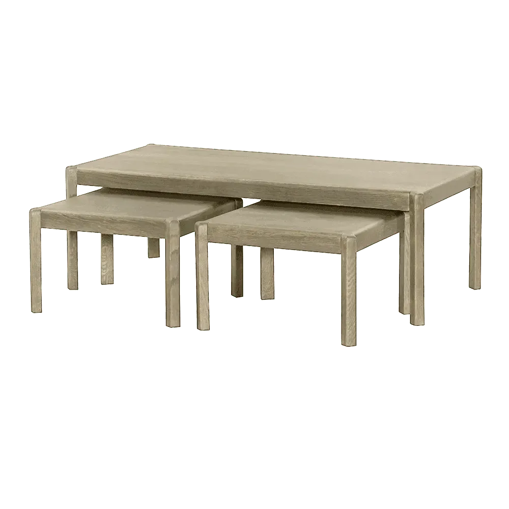 Amalfi Salontafel en Bijzettafel (set) white wash vanaf 50 cm