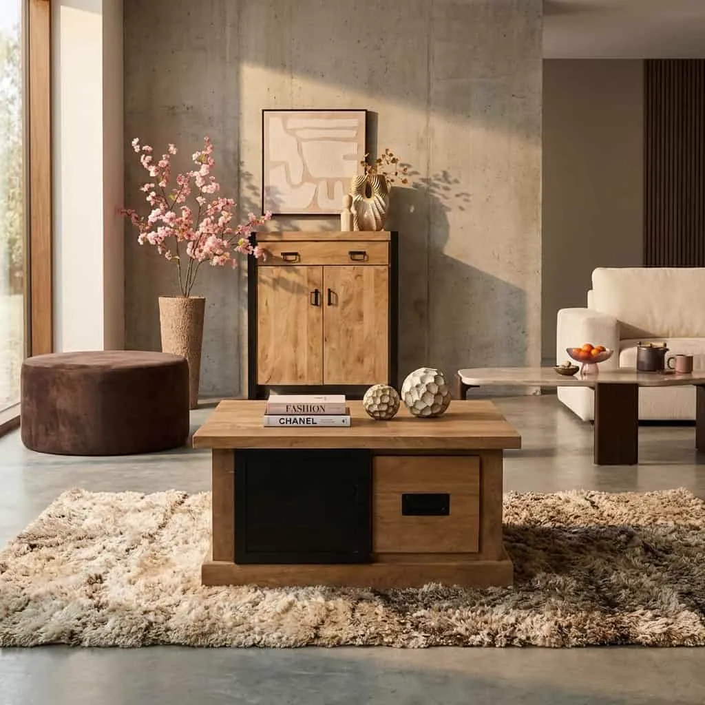 Vierkante Salontafel Noa Naturel Mangohout 80 cm