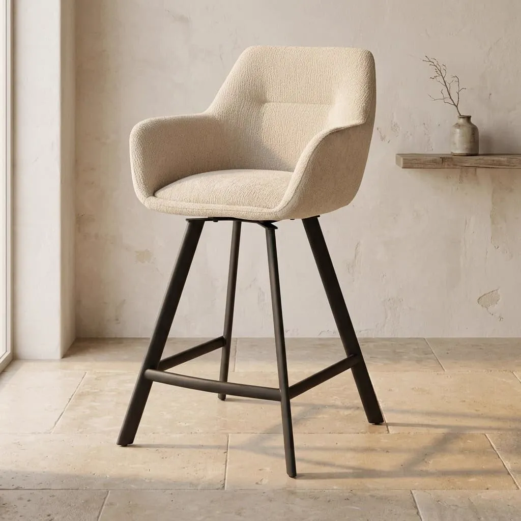 Barkruk Bliss met armleuning - beige