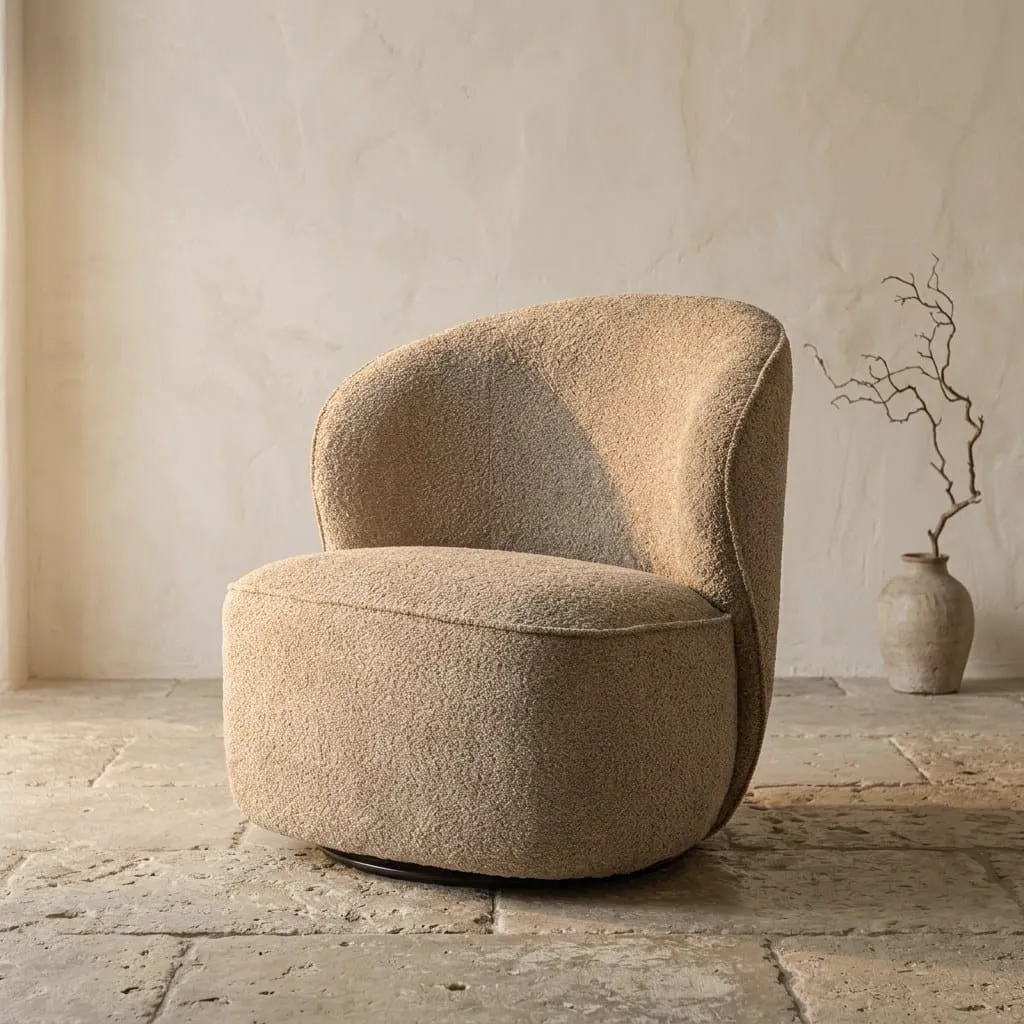 Belvi Fauteuil - fabric AJ3019-11 Beige (draaibaar)